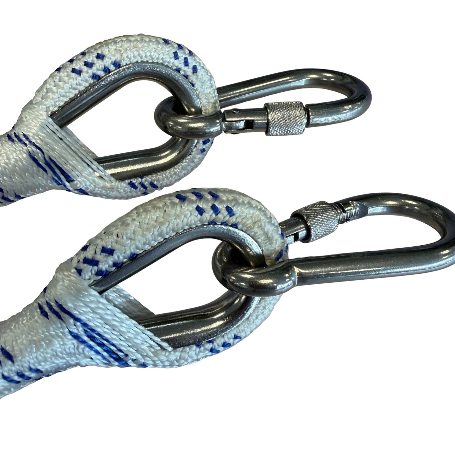 Detail van de RVS karabijnhaken met schroefsluiting van Zodiac zwemtrap Z69570