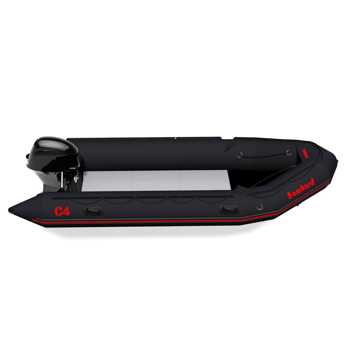 Bombard Commando C4 - rubberboot met aluminium vlonderdelen deelbare houten kiel