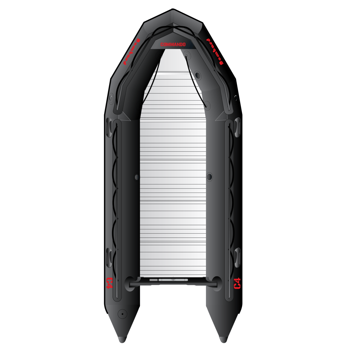 Bombard Commando C4 - rubberboot met aluminium vlonderdelen deelbare houten kiel