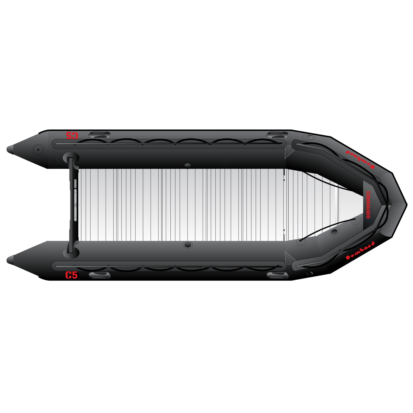 Bombard Commando C5 rubberboot met aluminium vlonderdelen en deelbare houten kiel