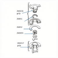 Zodiac Online Shop Z6852 technische tekening van Z6852 zwarte ventielpakking voor Zodiac en Bombard rubberbootventielen